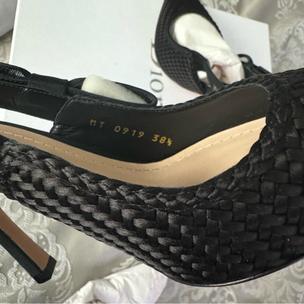 DIOR J'Adior Black Woven Satin Slingbacks size 38 1/2 EU/8.5 US (New in Box) - Picture 5 of 10